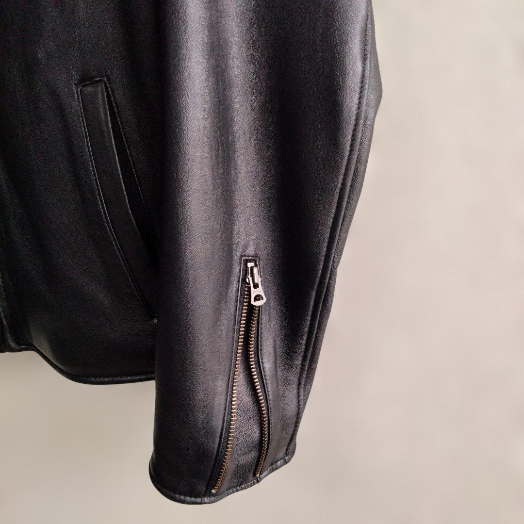 【ナノ・ユニバース】シングルライダースレザージャケット Lサイズ ブラック