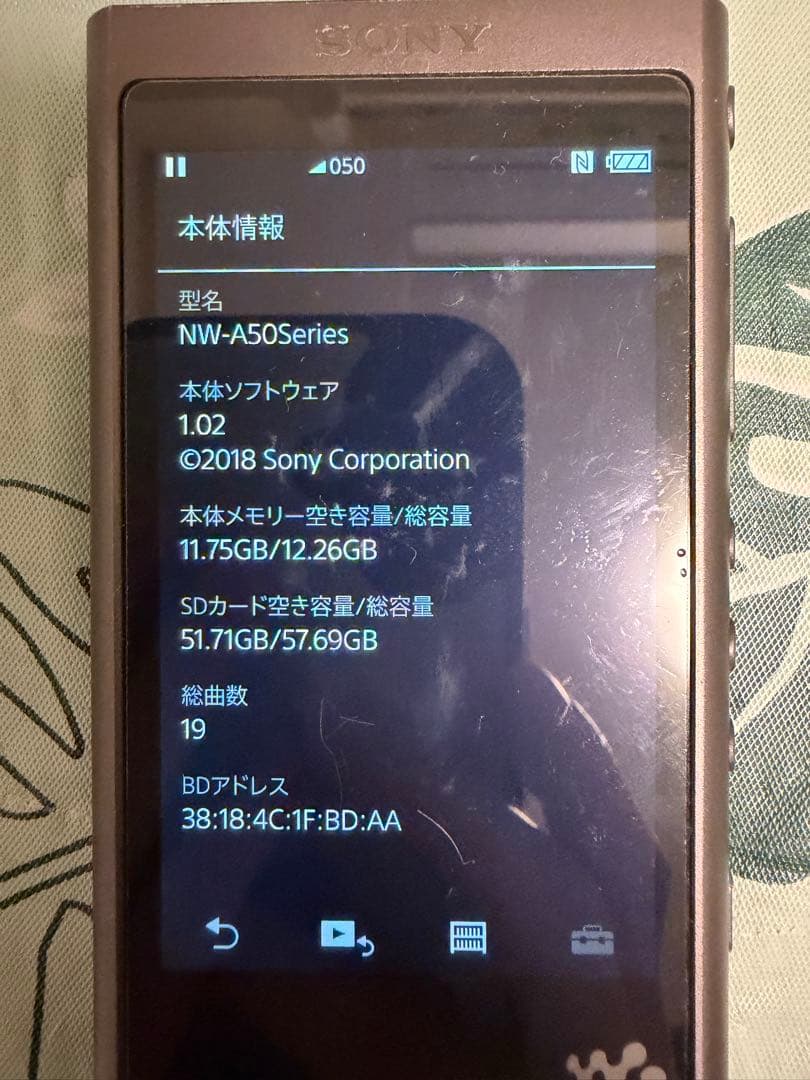 ポータブルプレーヤー Sony NW-A55