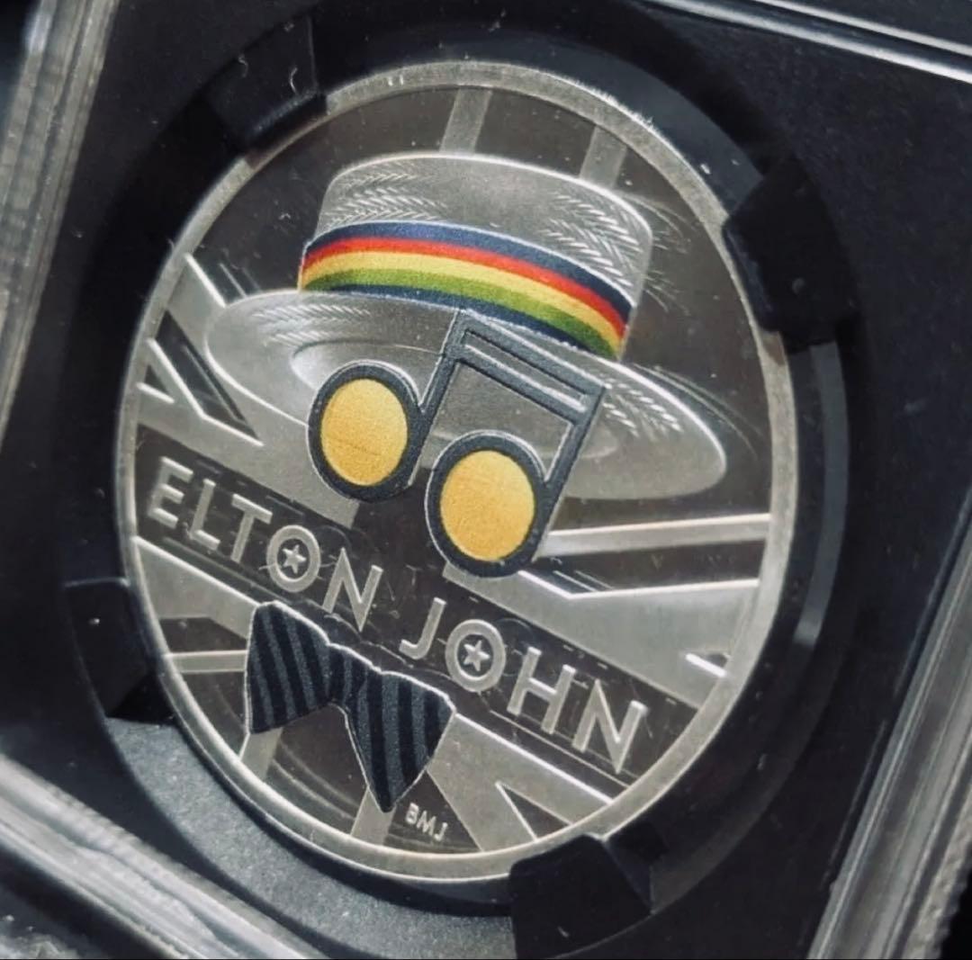 【NGC PF70 最高鑑定】2020年 英国 エルトン・ジョン カラー 銀貨