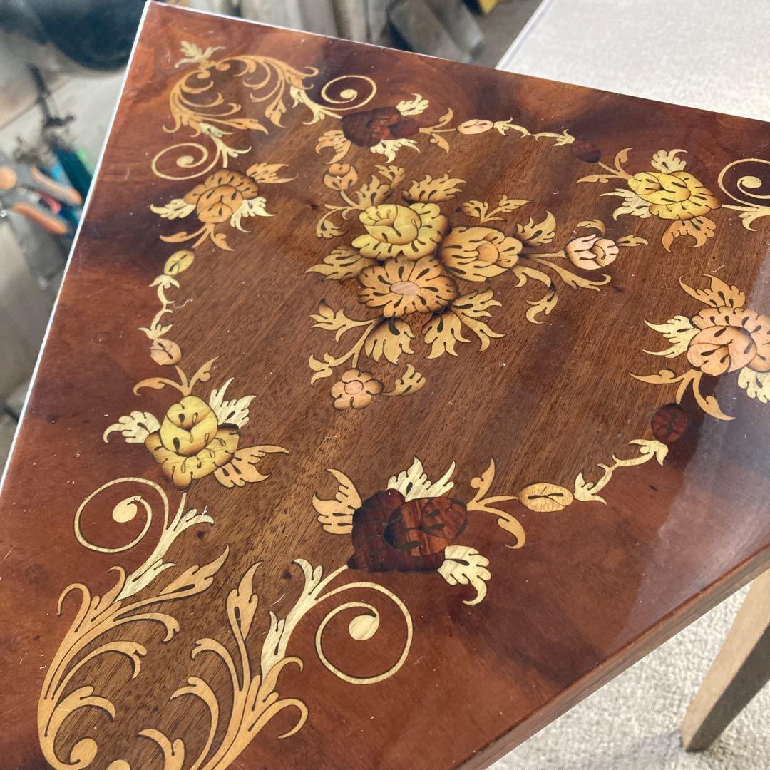 象嵌 三角 テーブル オルゴール コーヒーテーブル