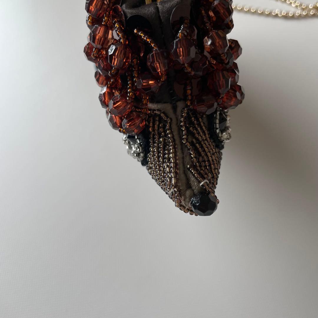 アニヤハインドマーチ ビーズパーティーバッグ　ハリネズミ