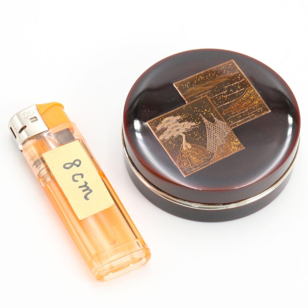 蒔絵師 池端治峰作 色紙蒔絵 香合 輪島塗 茶道具 共箱　rC798　N4