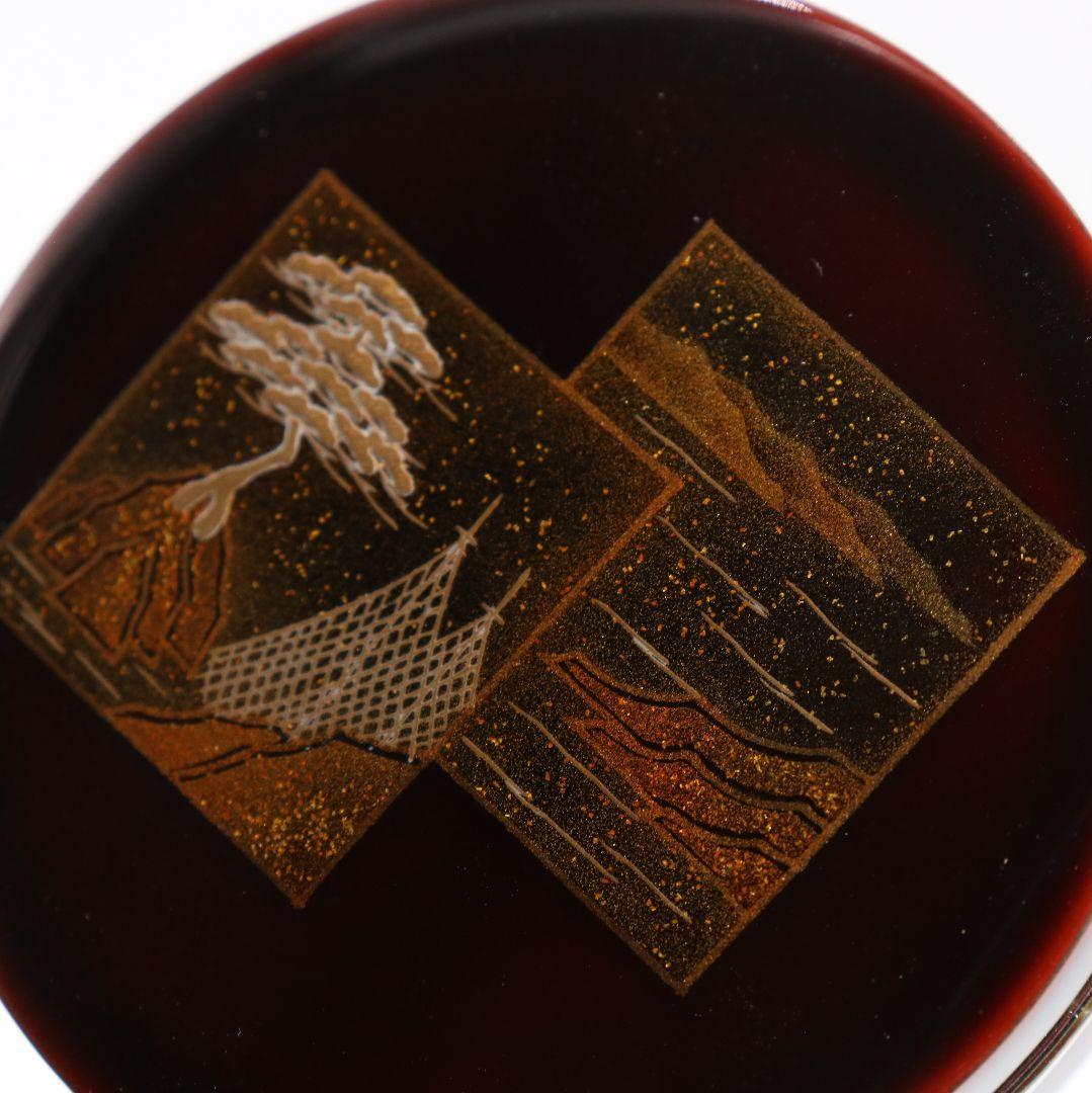 蒔絵師 池端治峰作 色紙蒔絵 香合 輪島塗 茶道具 共箱　rC798　N4