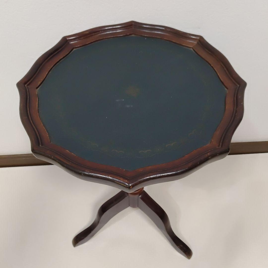 アンティーク 革張り サイドテーブル ワインテーブル