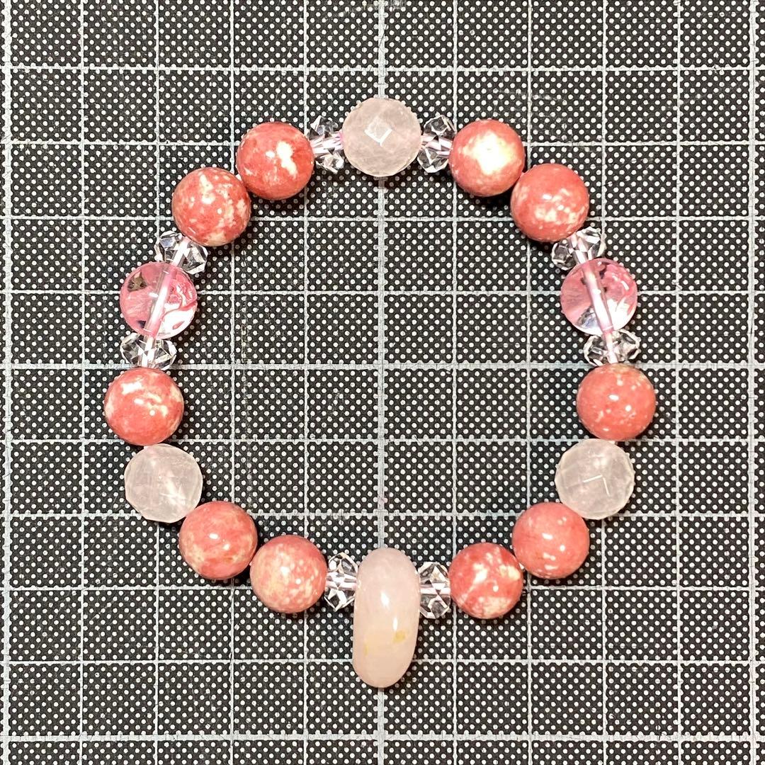 出雲國謹製勾玉使用 木花咲耶姫（枝桜）天然石ブレスレット内径約16cm