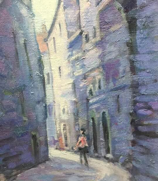 朝陽  油絵肉筆F4F