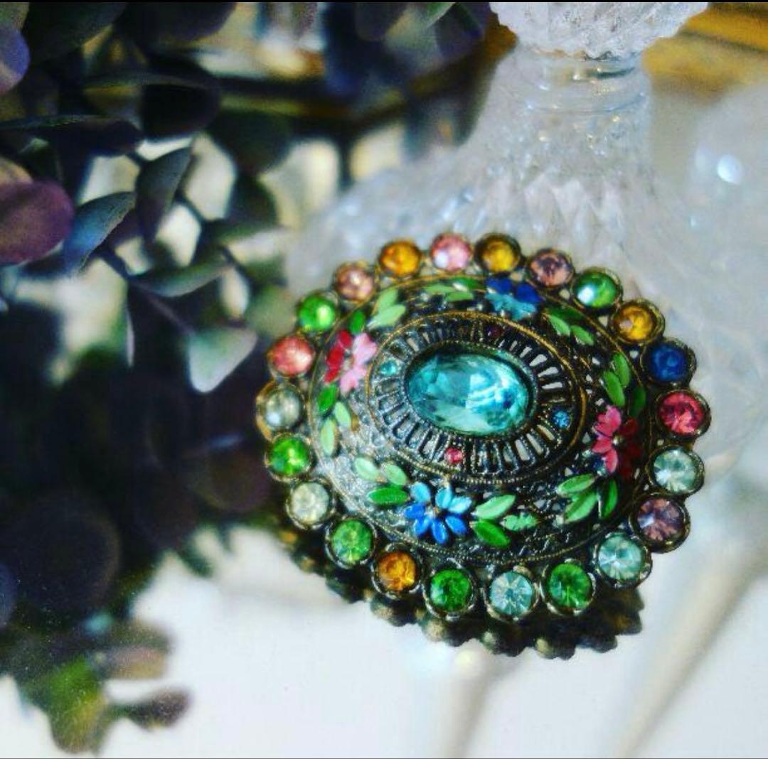 1930's レア　リトルニモ　アールデコのロマンティックなエナメルブローチ