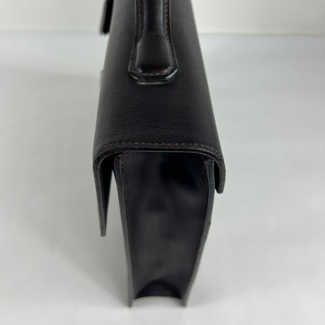 ダンヒル ブリーフケース ビジネスバッグ レザー ダークブラウン フラップ 鍵付