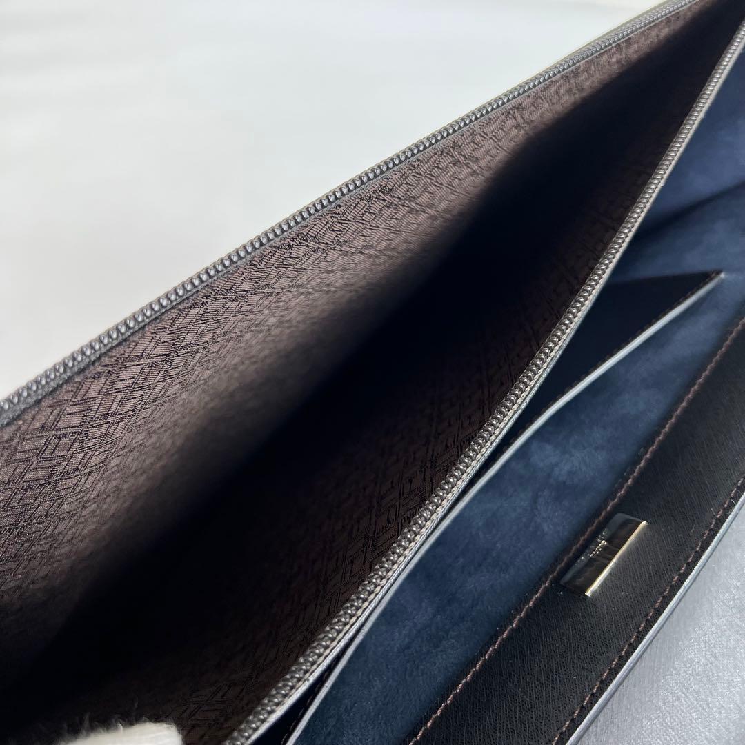 ダンヒル ブリーフケース ビジネスバッグ レザー ダークブラウン フラップ 鍵付