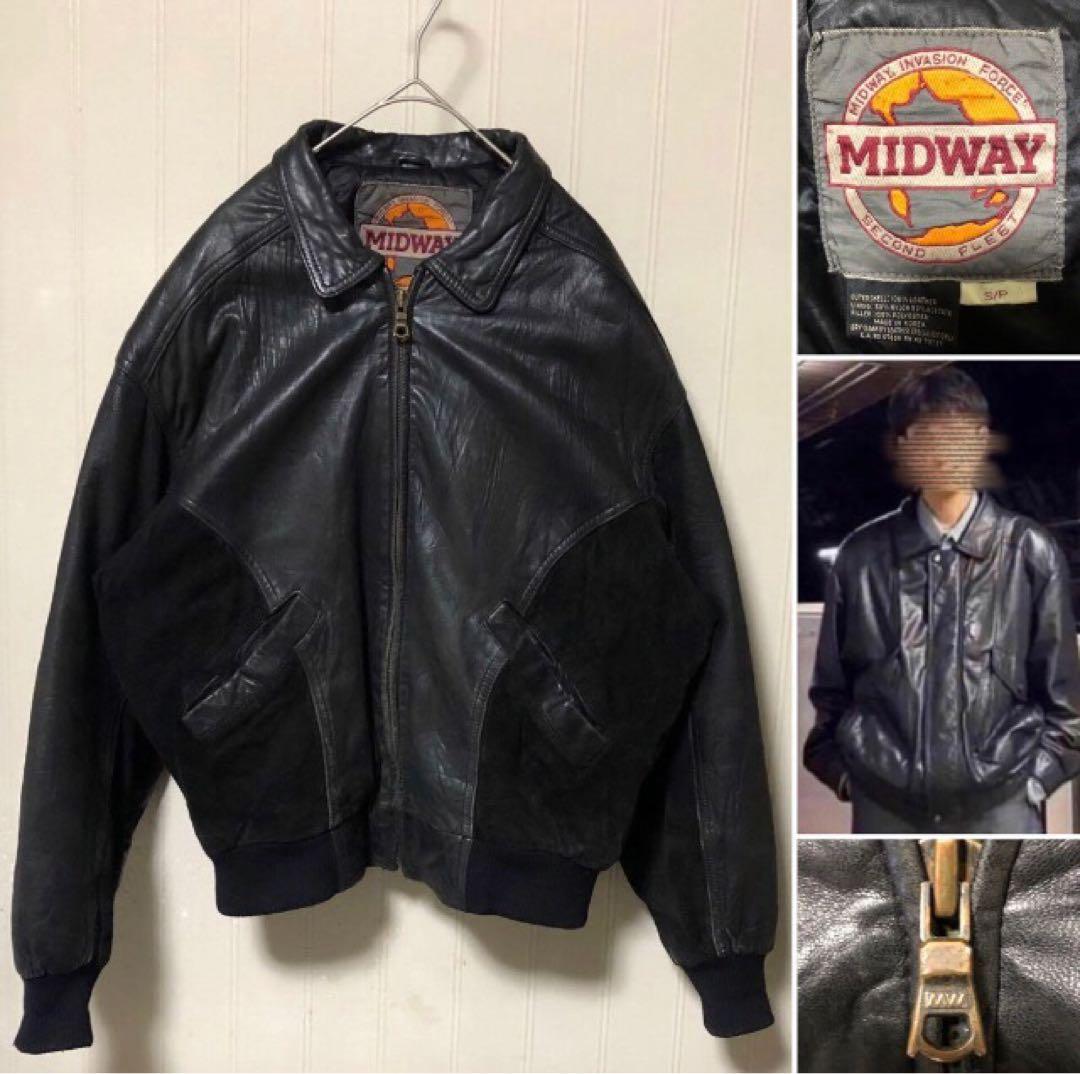 深水光太着用似❗️短丈 MIDWAY A-2 牛革 フライトジャケット 黒S