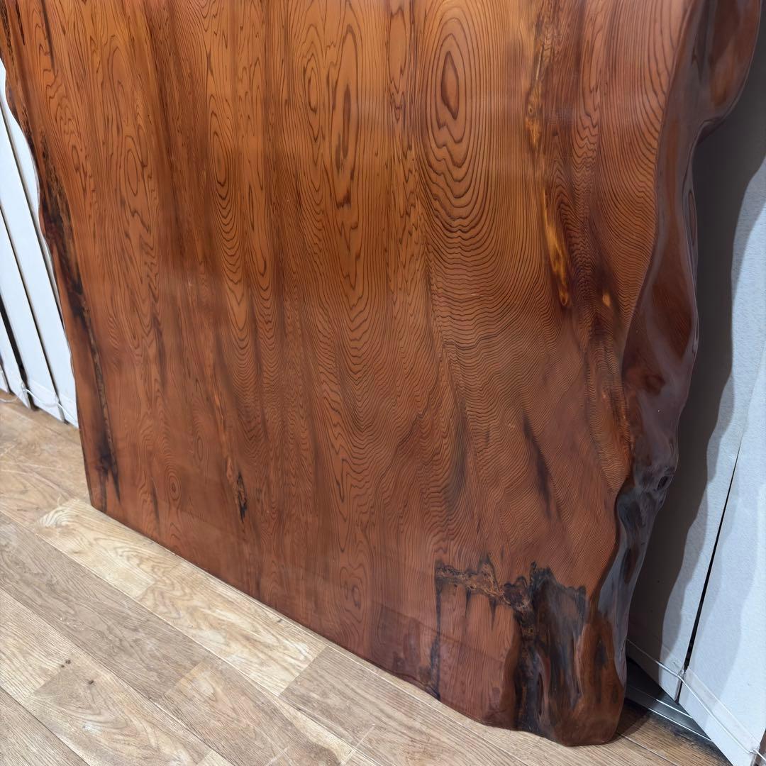 【未使用】屋久杉 一枚板 テーブル 座卓 天然木 耳付 笹杢 漆 天板 希少