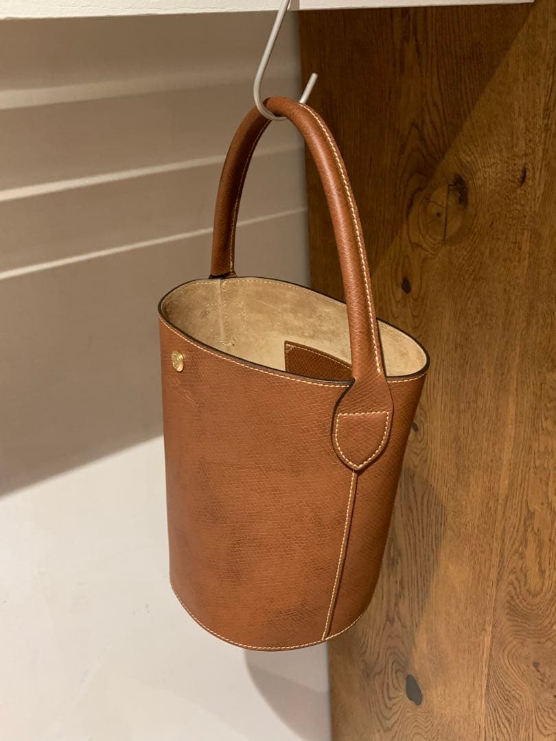 【極美品】LONGCHAMP CuirdeRussieブラウンレザーハンドバッグ