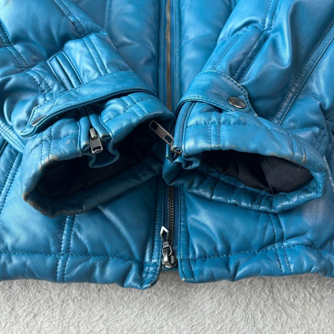 高級 大きいサイズ 3L HARUF ラムレザー ダウンジャケット ライダース