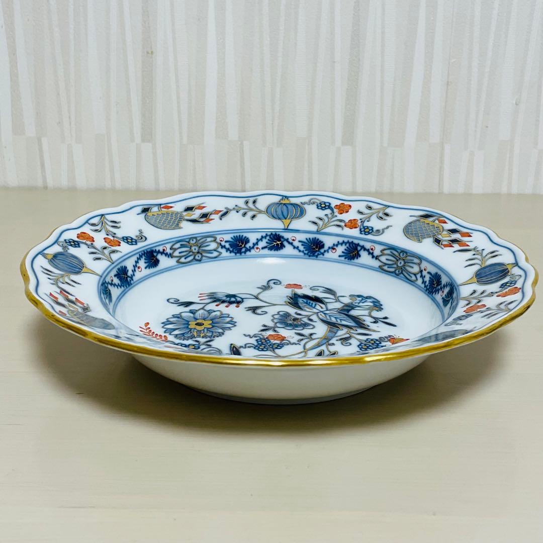 Meissen マイセン カラーオニオン 朱金 プレート 直径 約23.5cm