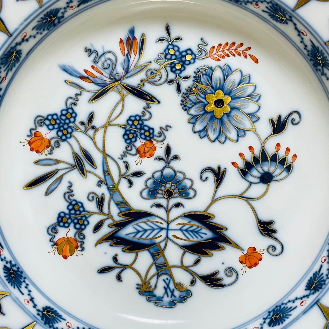 Meissen マイセン カラーオニオン 朱金 プレート 直径 約23.5cm