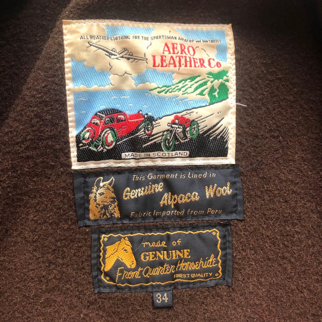 エアロレザー　ハーフベルト　シングルライダースジャケット 34 ブラウン