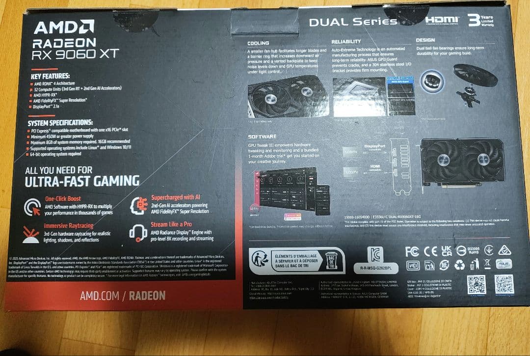 新古品　ASUS DUAL Radeon RX 9060 XT 16GB
