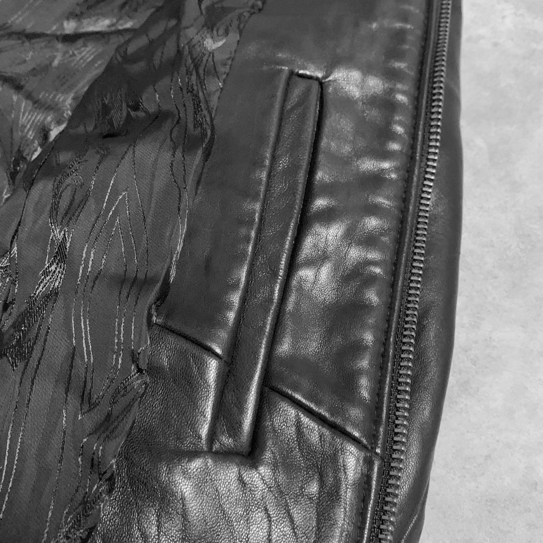 00s FUGA ラムレザー　ライダース　レザージャケット　ダブルジップ　Y2K