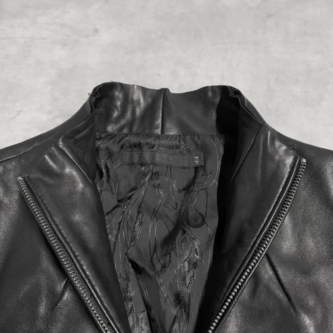 00s FUGA ラムレザー　ライダース　レザージャケット　ダブルジップ　Y2K