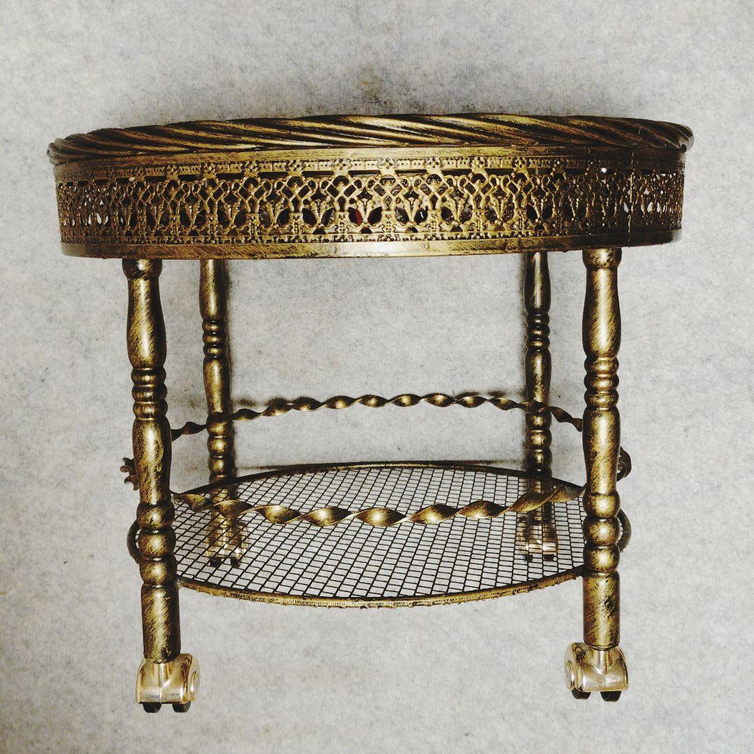 ✨アンティーク✨薔薇 ガラステーブル サイドテーブル 丸 ルネサンス