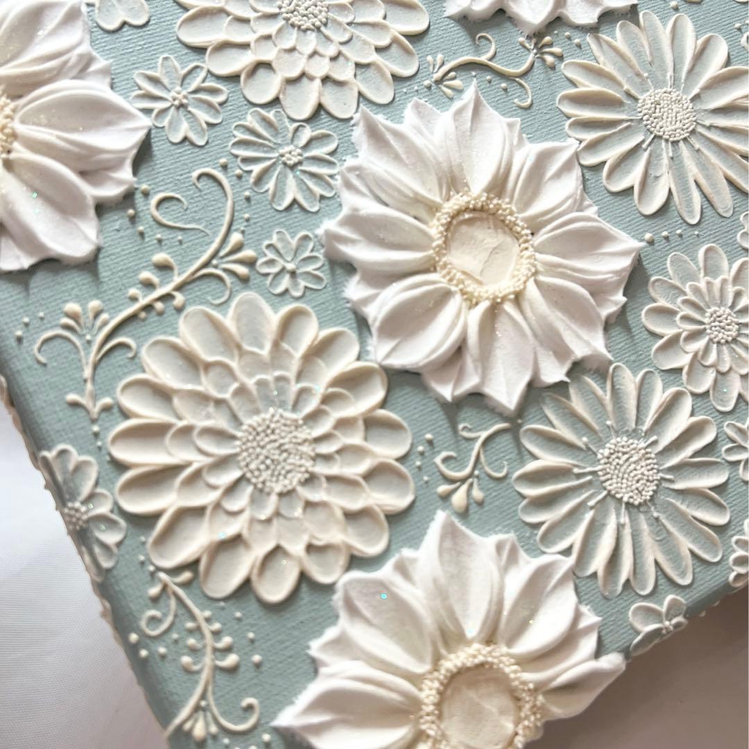 テクスチャーアート　絵画　インテリアアート　立体　花　絵　ボタニカルアート　現代