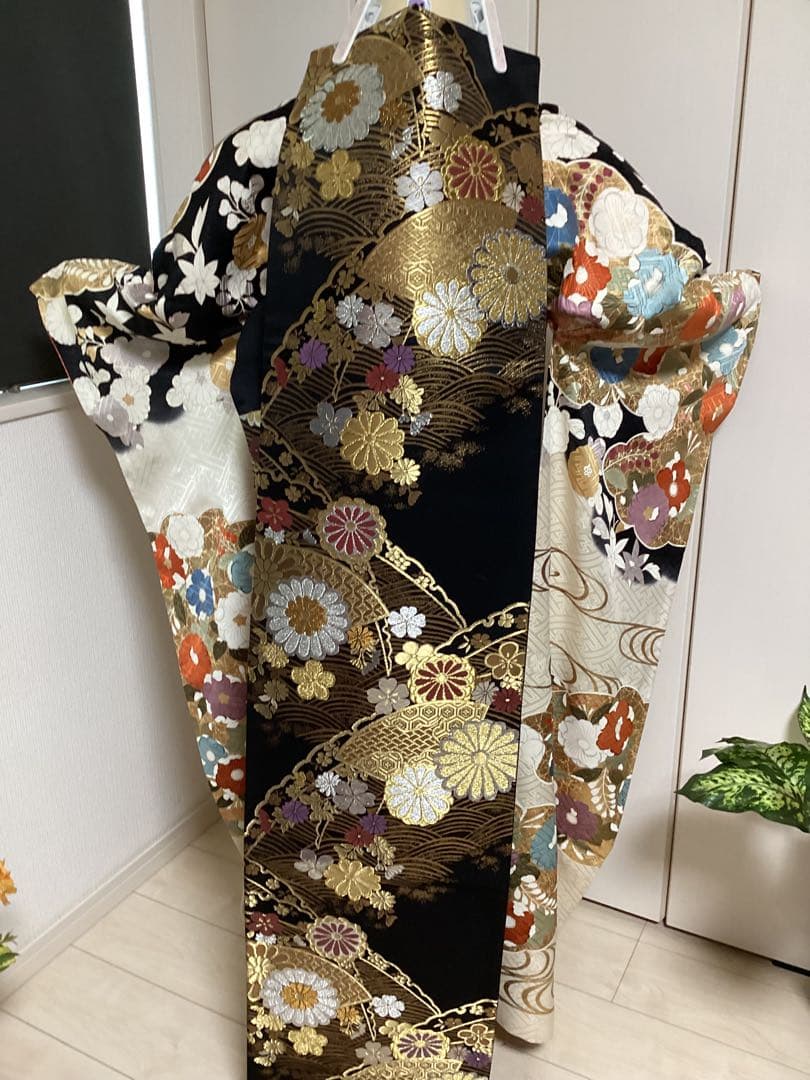 王道の古典柄 正絹振袖三越誂え 買い足し無しのフルセット 身丈166cm 裄長