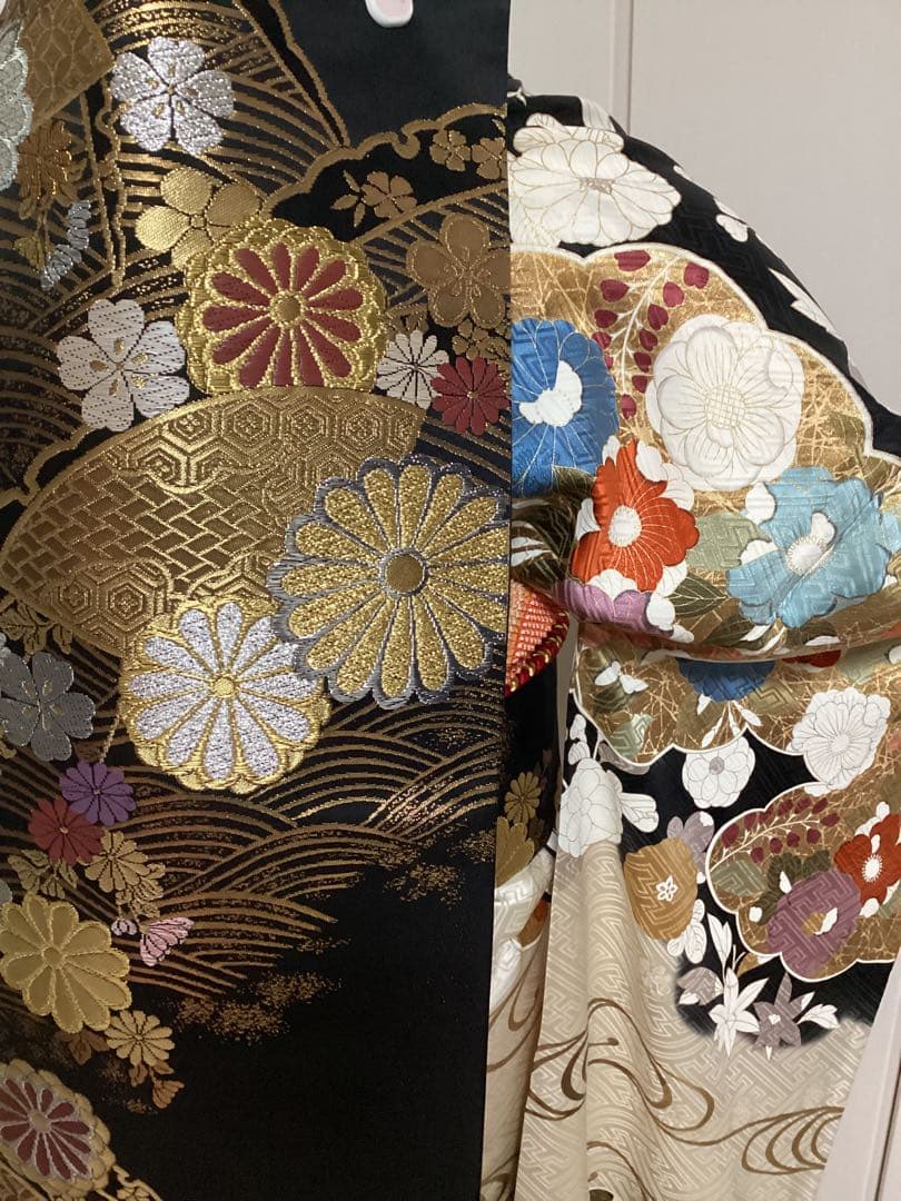 王道の古典柄 正絹振袖三越誂え 買い足し無しのフルセット 身丈166cm 裄長