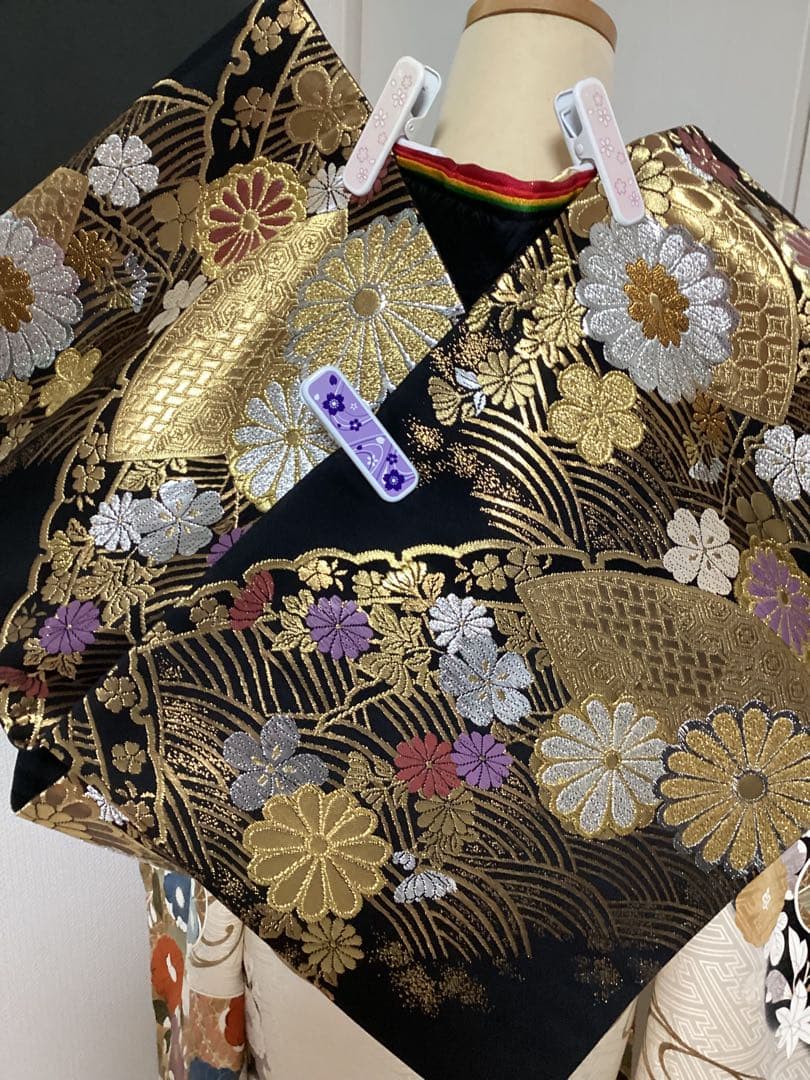 王道の古典柄 正絹振袖三越誂え 買い足し無しのフルセット 身丈166cm 裄長