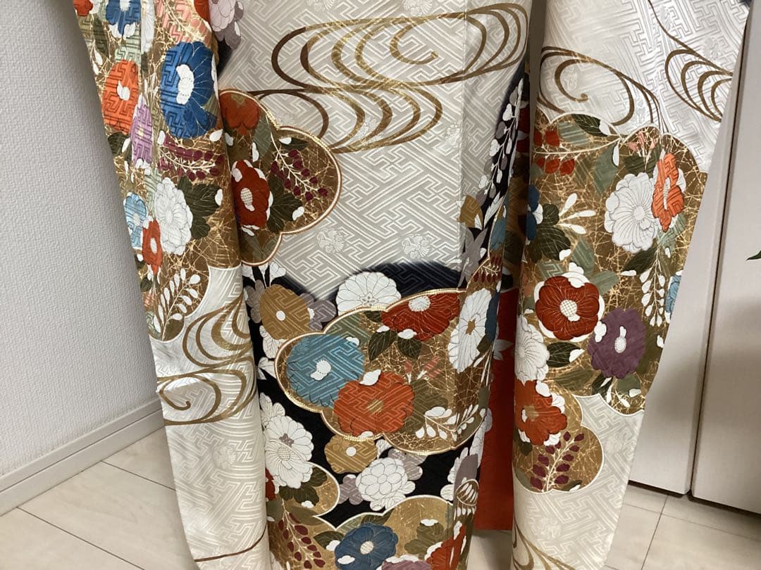 王道の古典柄 正絹振袖三越誂え 買い足し無しのフルセット 身丈166cm 裄長