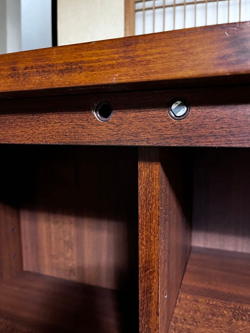 【assaji】ガラス扉の木製収納キャビネット アンティーク