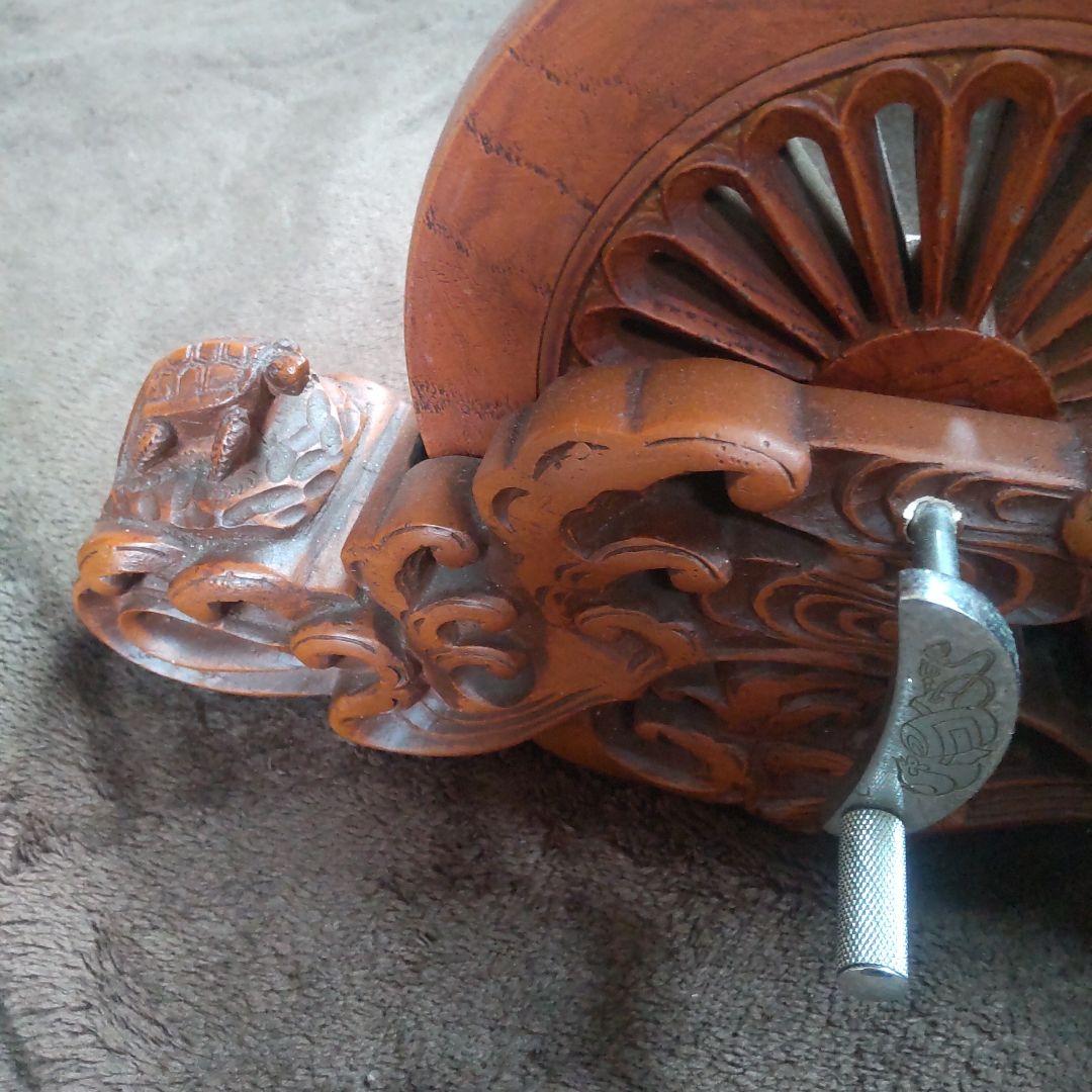 木製鶴亀彫刻オブジェ