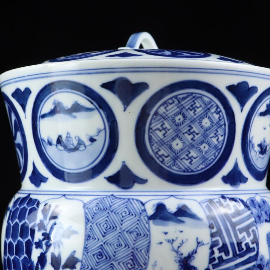 Y2904-4 茶道具 平安 春峰造 祥瑞丸文水指 共箱　　#14