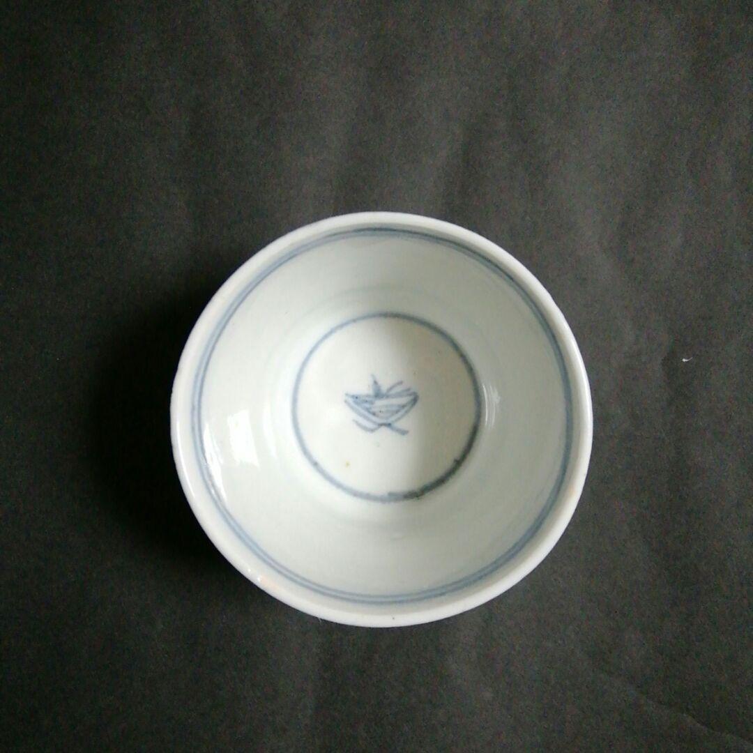 古伊万里蕎麦猪口　古伊万里市松、宝繋ぎ組合せ文蕎麦猪口　５客揃　江戸後期