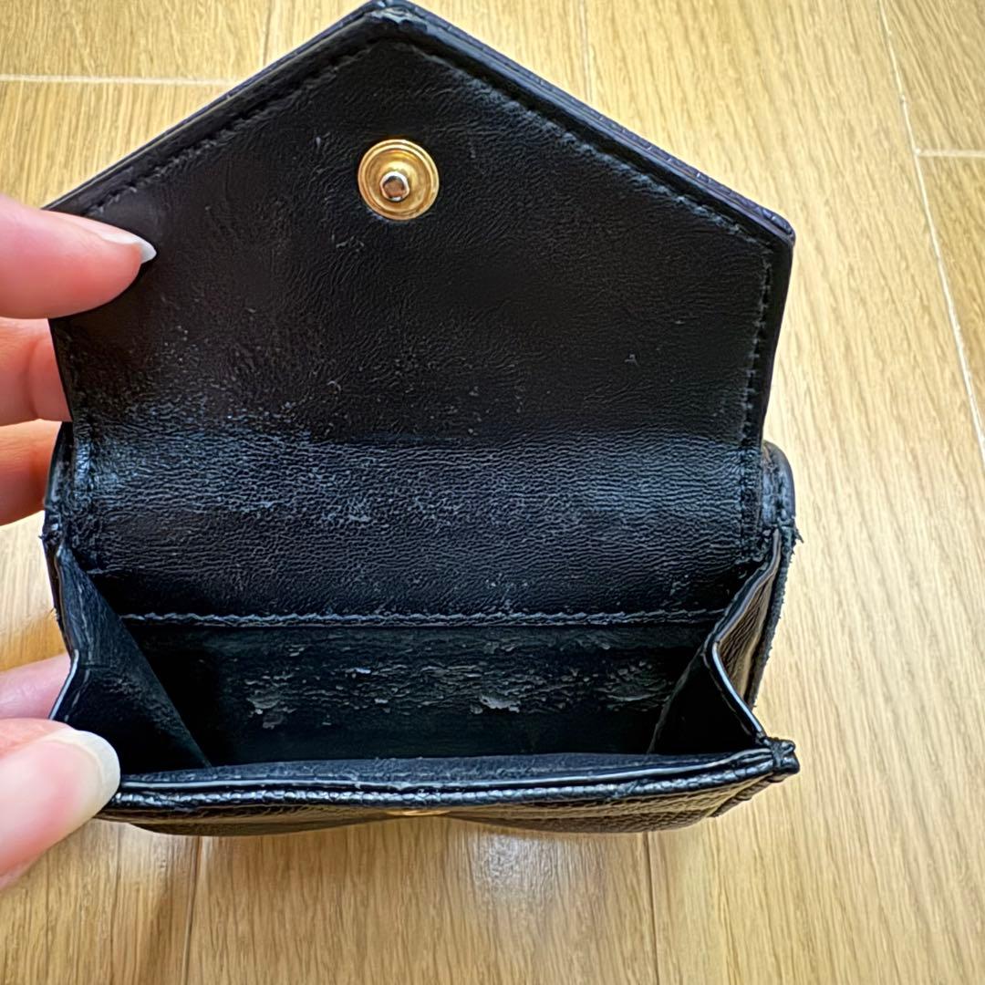 YSL イブサンローラン　ブラックレザー 三つ折り財布