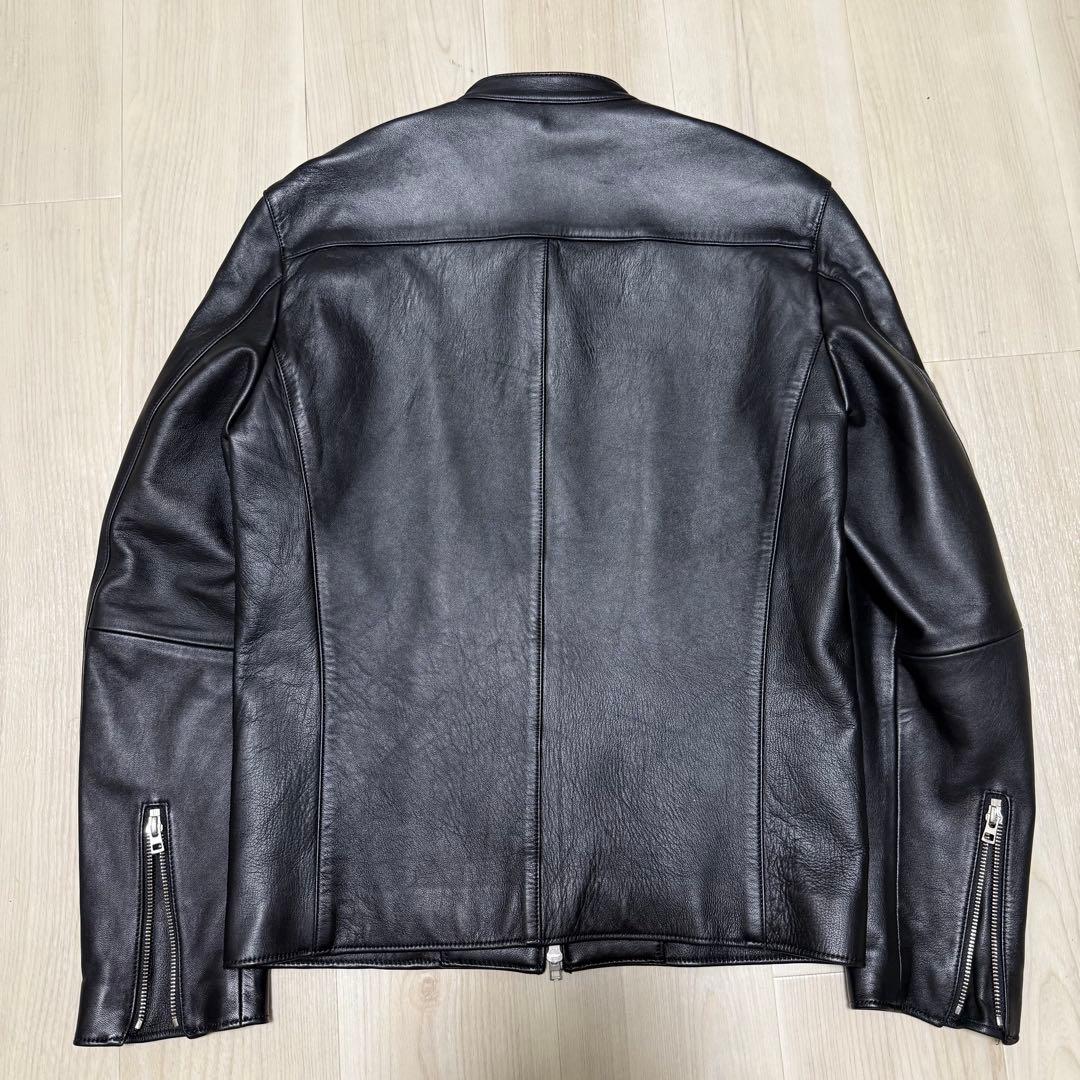 【美品】LIDnM リドム シングルライダースジャケット 羊革 ブラック L