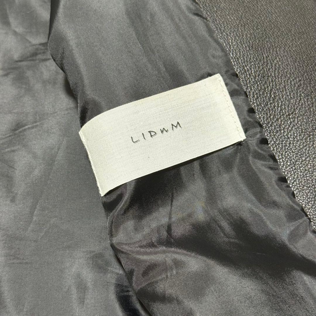 【美品】LIDnM リドム シングルライダースジャケット 羊革 ブラック L