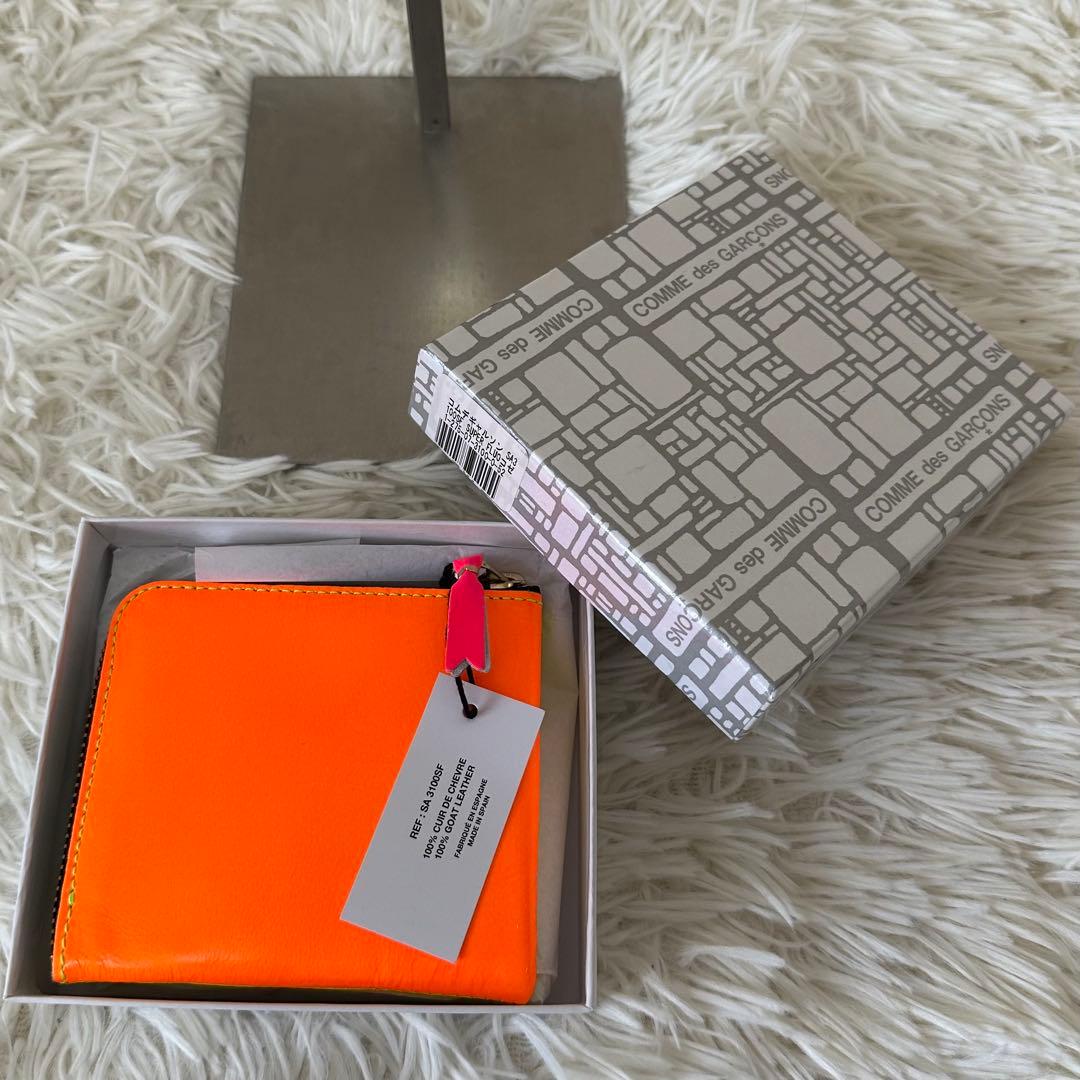 値下げ タグ 箱付 コムデギャルソン ミニ財布 蛍光色 ウォレット ケース