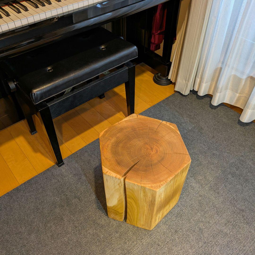 ピーナッツ様確認用　山桜　六角形　 天然木　椅子　スツール　高さ約35㎝