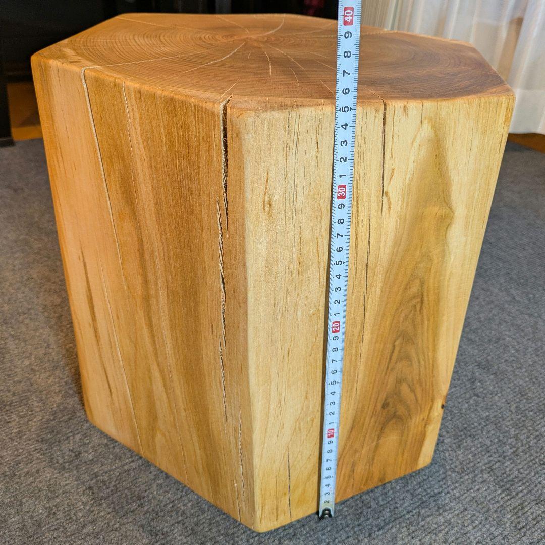 ピーナッツ様確認用　山桜　六角形　 天然木　椅子　スツール　高さ約35㎝