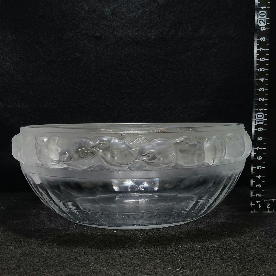 Y2946 ルネ・ラリック メゾンジュ 小鳥 ガラス鉢 直径23㎝　T