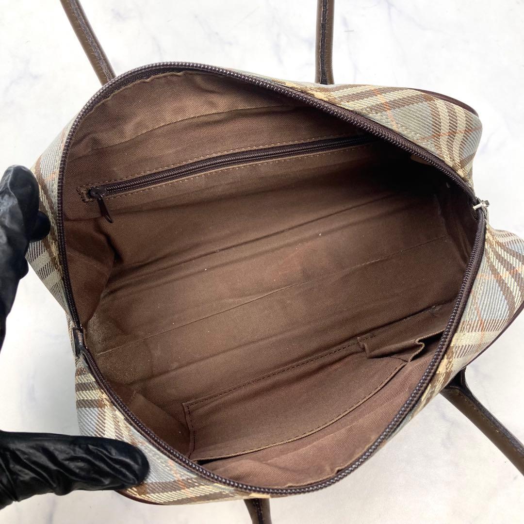 希少色 バーバリーブルーレーベル ミニボストン バッグ ノバチェック ホースロゴ