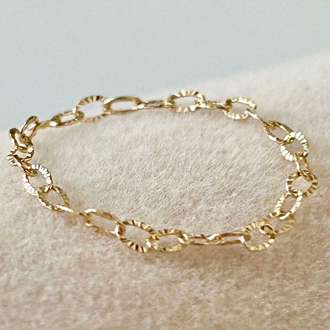 新品 日本製 18金 K18 チェーンリング 13号 PL