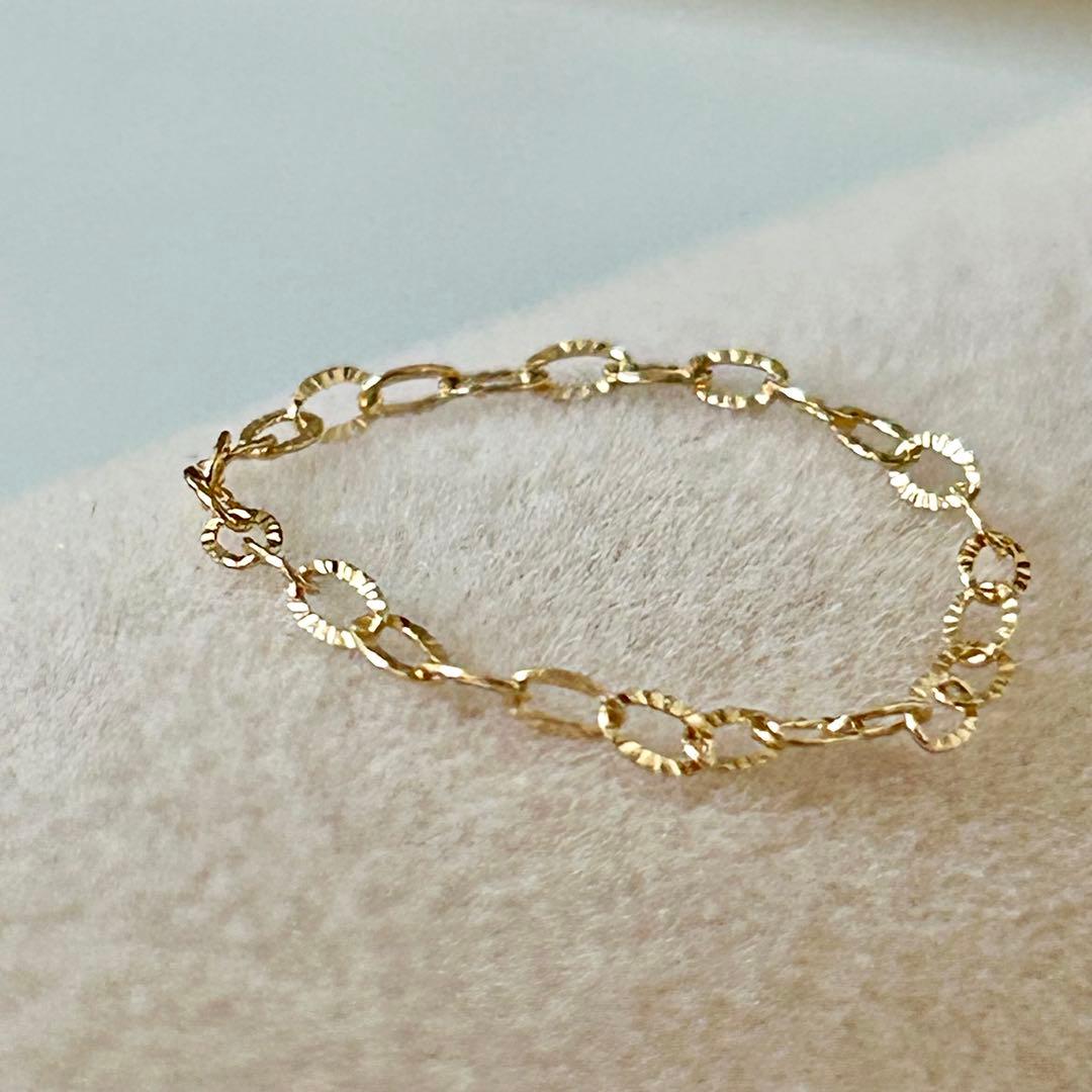 新品 日本製 18金 K18 チェーンリング 13号 PL