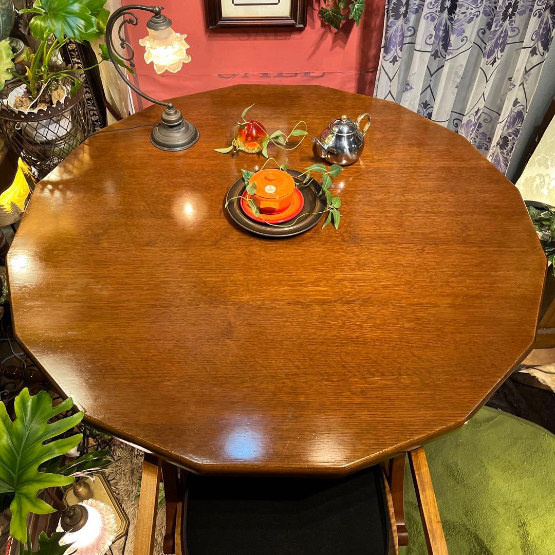 NH338ヴィンテージ オーク　１６角　ダッチカントリーダイニングテーブル