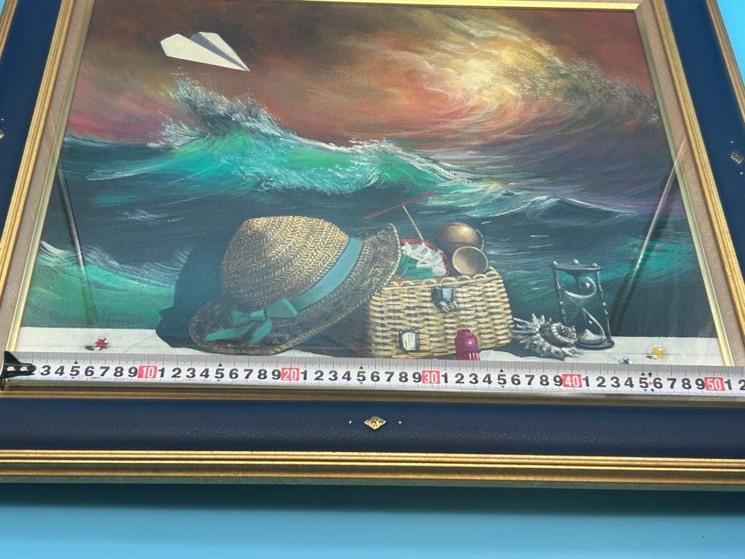 安*雄様 八代亜紀 『海への想い（静）』 油彩画 直筆サイン入り ミリオンアート