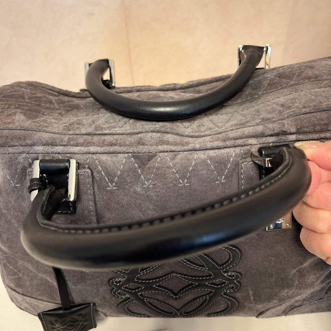 LOEWE アマソナ36グレー スエード ハンドバッグ