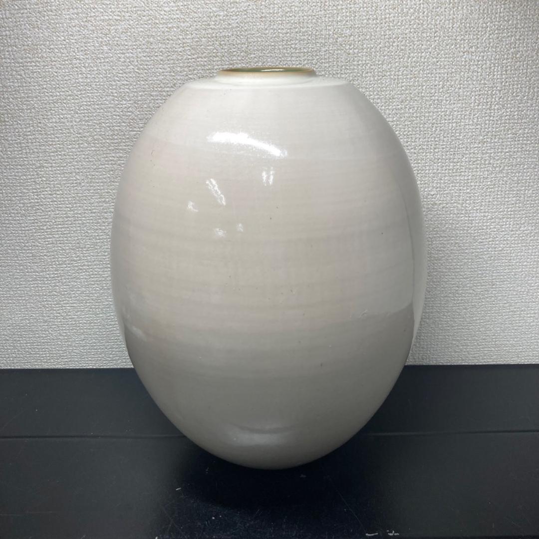 京焼　清水焼　陶あん　白掛牡丹　花瓶　陶器製　日本製　花生　しろがけぼたん