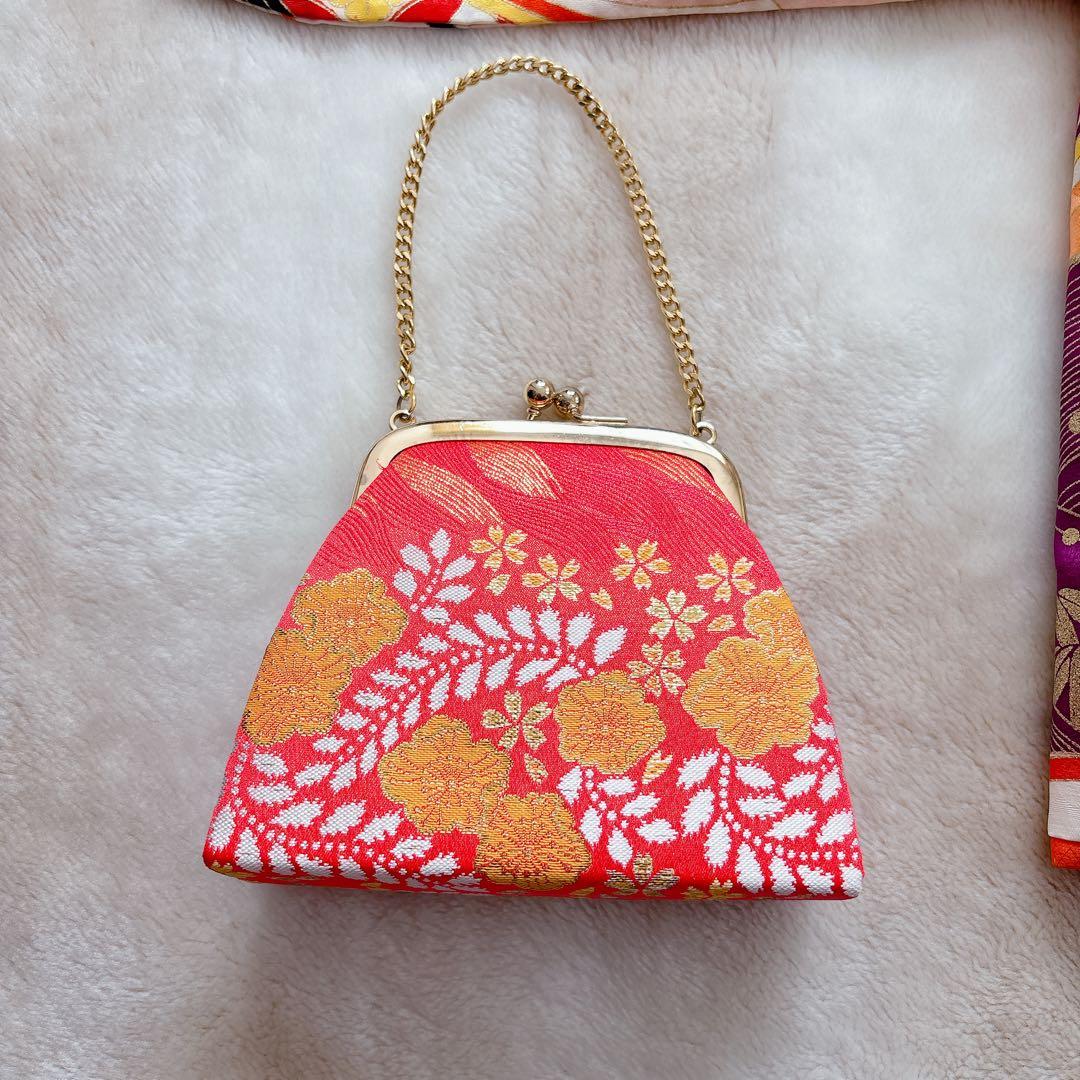 七五三　7歳　四つ身　子供着物　作り帯　女の子　長襦袢　フルセット　オレンジ