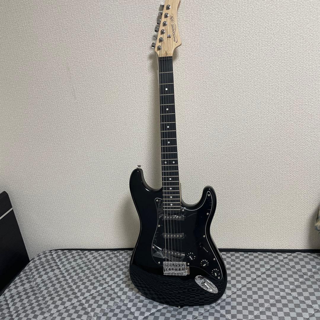 黒 エレキギター メイプルネック シングルコイルピックアップ