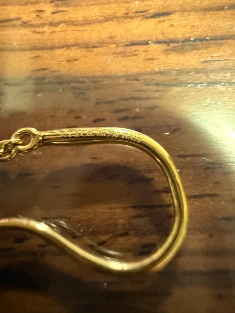 ティファニー　ハードウェアゴールド チェーン付きボールピアス　750YG